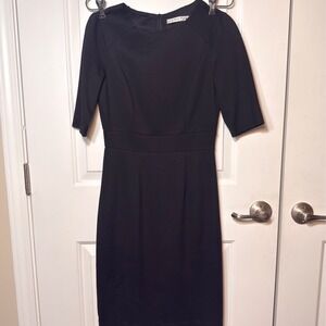 Trina Turk Black Sheath Dress Womens Knee Length Career Cocktail Stretch Lined